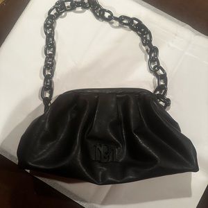 Badgley Mischka black purse with metal chain handle